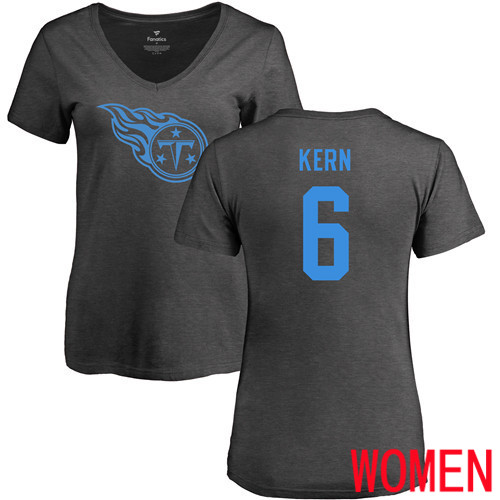 Tennessee Titans Ash Women Brett Kern One Color NFL Football #6 T Shirt